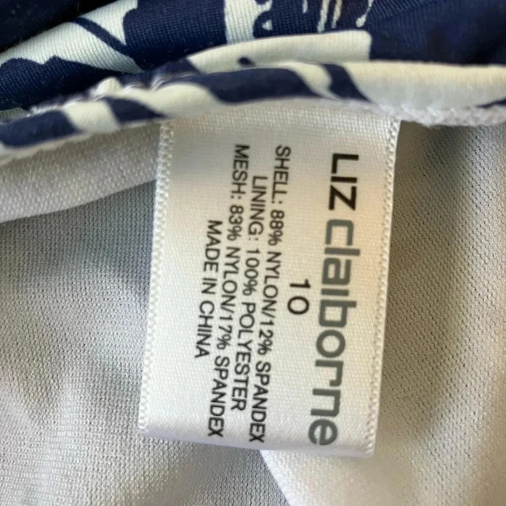 Liz Claiborne Navy & White Paisley & Floral One Piece Swimsuit Size 10 - Picture 3 of 6